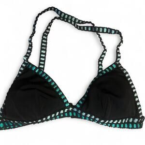 Victorias secret black and Teal triangle Bikini top Small